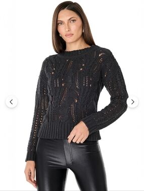 Black Open-Knit Crewneck Sweater - Women From Noli Shop Brand New.